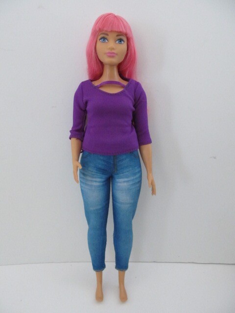 Barbie Doll Pink Hair w Bangs Curvy Body Style