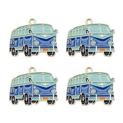 6PCS Enamel Plated Alloy Colorful School Bus Pendant Charms DIY Making Findings