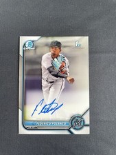 2022 Bowman Chrome Federico Polanco Auto On Card 1st Bowman Miami Marlins  