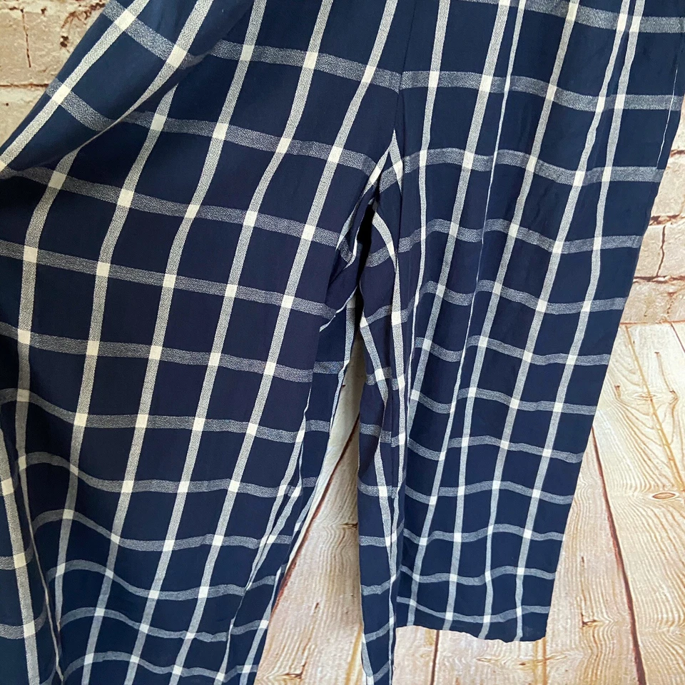 Maison Jules Womens Plaid Sleeveless Cropped Jumpsuit Size L Navy Blue NWT - Image 3 of 4
