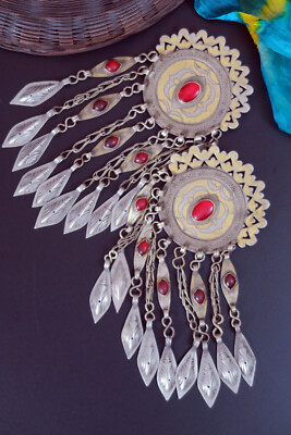 PAIR of Vintage Turkmen Gulyaka Pendants - Handmade Tribal