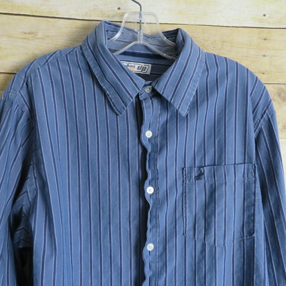 Urban Up Mens Long Sleeve Dress Shirt Stripes Blue Size XL - Image 2 of 4