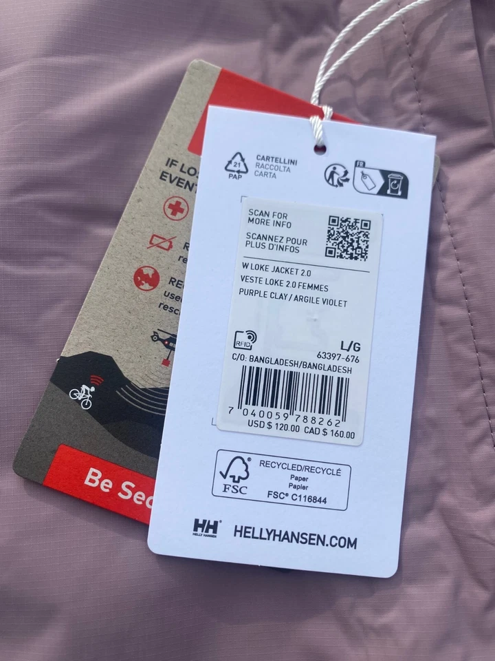 女式 Helly Hansen Loke 雨衣紫色 120 美元,尺寸:L — 第 3/4 张图片