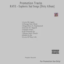 Pop, R&B.. White CD. RAYE - Euphoric Sad Songs [Dirty Album]