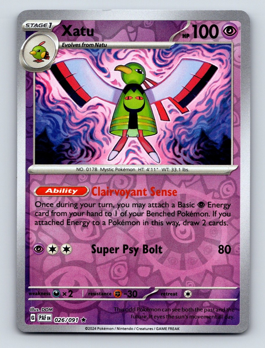 Stage 1 Xatu HP 100 Clairvoyant Sense Super Psy Bolt Rarity