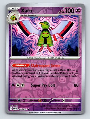 ポケモン ゲットカード ダァ～シュッ！ No.42 Stage 1 Xatu HP 100 Clairvoyant Sense Super Psy Bolt Rarity