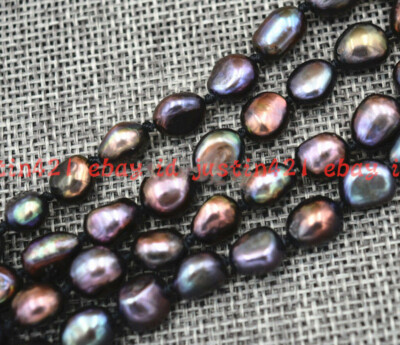 42-Inch Black Akoya Freshwater Pearl Necklace – Baroque 9-10mm Cultured Pearls, Gold Plated 11 thumbnail image