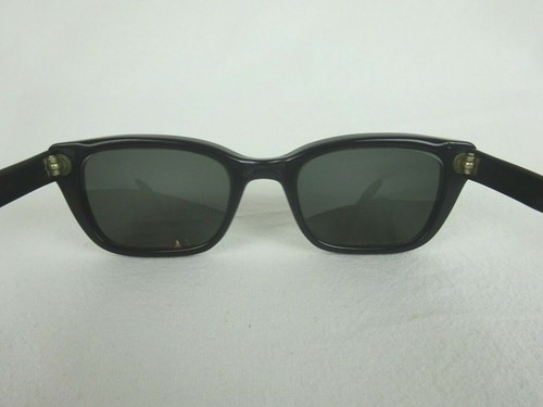 Vintage Bausch & Lomb 6 ~Thick Black Eyeglasses w/ Gray Glass Lenses ~ 51-22 - Picture 5 of 12