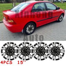For Toyota Corolla 15 Set Of 4 Wheel Hubcaps Black Silver Wheel Rim Cover R15