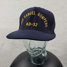 VTG Navy Blue USS Samuel GOMPERS AD-32 Ship Hat Ted Gompers USA Made Military