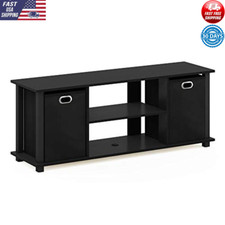 Modern Black TV Stand Storage Organizer Fits 42" Flat Panel TV Flat Surface New