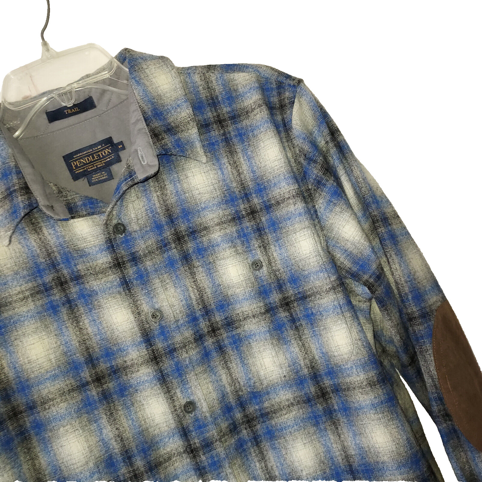 Pendleton Trail Wool Men Medium Blue Button Down … - image 5
