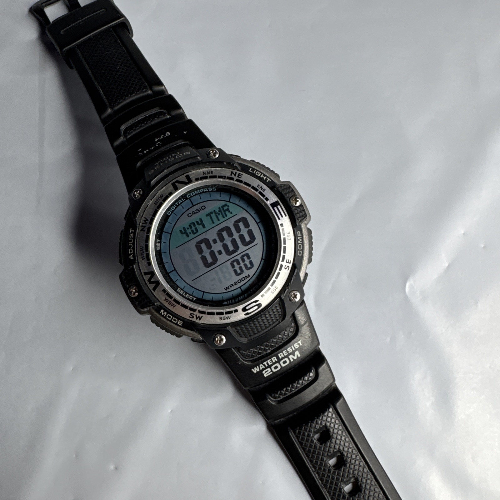 Casio Twin Sensor Watch Men Digital Compass Black 3157 SGW-100 200M New Battery