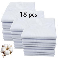 16x16 Inch Handkerchiefs for men 100 Soft Cotton White Hankie handkerchief