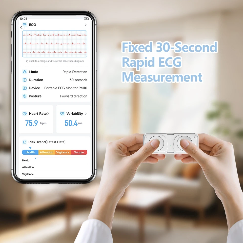Smart Portable ECG Monitor - Rechargeable Heart Rate Tracker for Home Care - Image 3 of 4