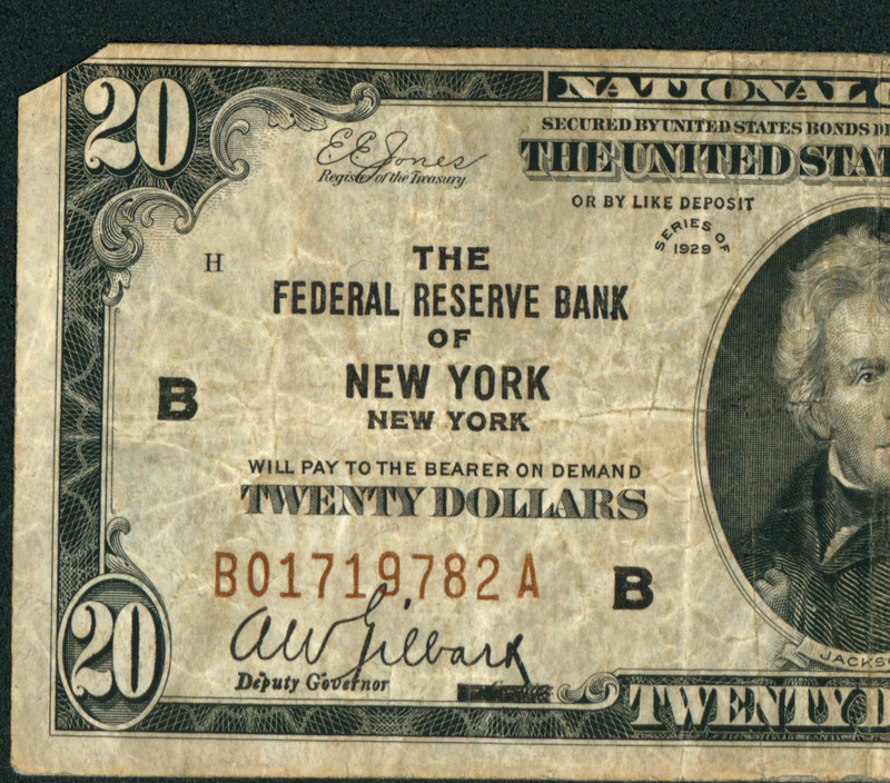 New York - $20 1929 National Currency ** DAILY CURRENCY AUCTIONS
