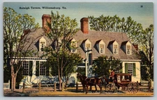Vintage Raleigh Tavern Williamsburg VA Colonial Postcard 1940