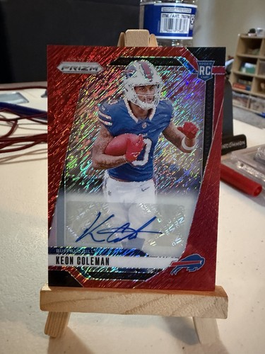 Keon Coleman [Red Shimmer] #362 2024 Panini Prizm Autograph card