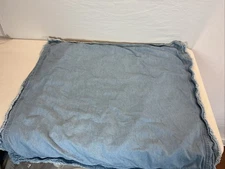 Pottery Barn Blue Denim Euro Sham Pillow Cover 100% Cotton 26" x 26" raw hem