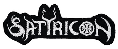 SATYRICON WHITE LOGO (shaped border) EMBROIDERED PATCH