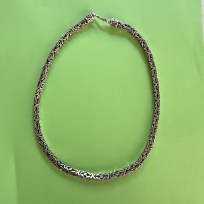 Bali byzantinische Sterlingsilber 18'' Kette 71,80 g 4-seitig quadratische Gliederkette