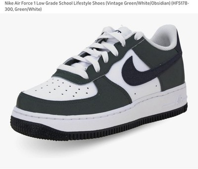 Nike Air Force 1 Low Grade School Lifestyle Shoes (Vintage Green/White/Obsidian)