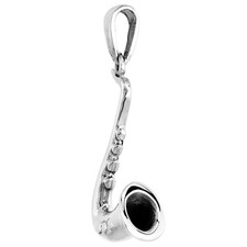 925 Sterling Silver Musical Saxophone Instrument Pendant 13/16 21mm Inch Tall
