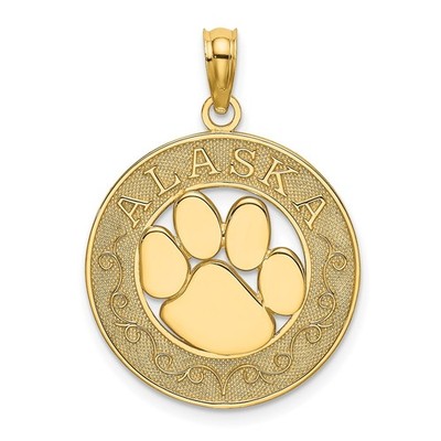 14k Gelbgold ALASKA mit Bärentatze Charm Anhänger L-18,7mm B-18,7mm 2,08gm