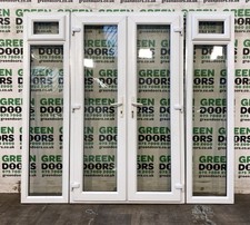 UPVC FRENCH DOORS WITH SIDE WINDOWS SIDELIGHTS EXTERNAL EXTERIOR USED GLAZED