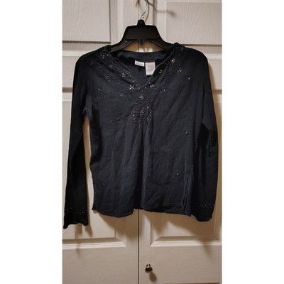 No Boundaries Junior brand Black Y2K Grunge Sequin long-sleeve top Medium