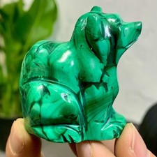 149G Natural Malachite  transparent hand carved dog crystal cluster mineral