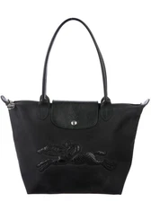 LONGCHAMP Le Pliage Tote Purse Shoulder Folding Black Horse Rider Travel Bag