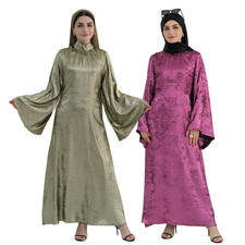 Dubai Women Abaya Flared Sleeve Muslim Dress Islamic Maxi Robe Prom Gown Kaftan