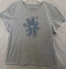 Life Is Good Women's Gray Dog And Butterfly Size XXL