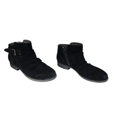 Earth Origins Ankle Boots 7M Women Avani Billings Black Suede Leather Moto Boho