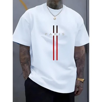 Men's Fashion Casual Crew Neck T-Shirt 100% Cotton Loose Fit Short Sleeved