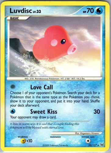 Luvdisc 35/127 Rare Platinum Pokemon Lightly Played