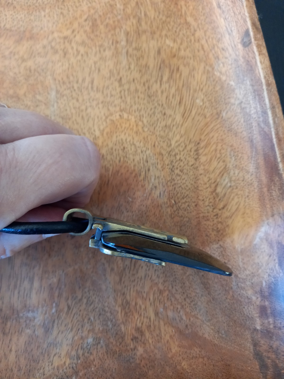 Solid Brass Black Resin Statement Necklace  Leath… - image 7