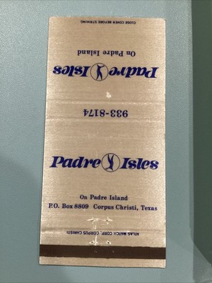 Padre Islands Corpus Christi Texas Ad Matchbook Cover