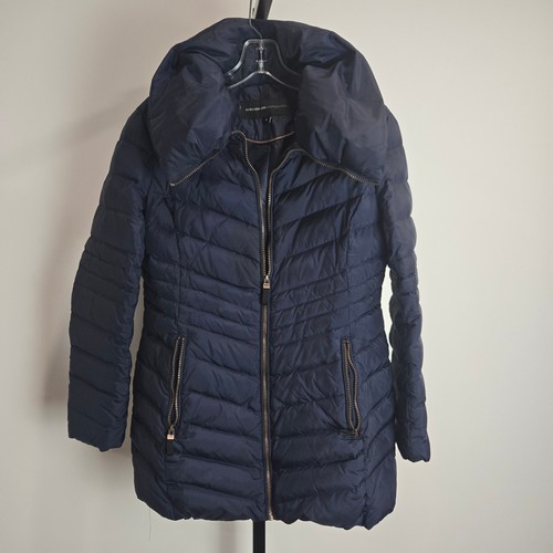 Marc New York Andrew Marc Navy Puffer Jacket Pillow Collar Down Fill Womens M
