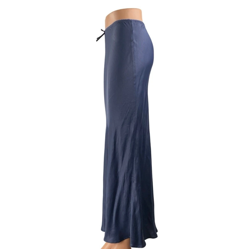 Maxi falda midi sin mangas Miss Selfridge azul sedoso satinado cintura alta talla XS Foto 2 de 4