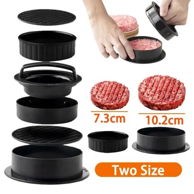 3 in 1 black - S - Runde Hamburger Burger Presse Rindfleisch Grill Lebensmitt...