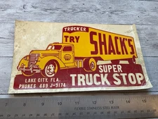 ORIGINAL RARE 1940S SHELL GAS TRUCK DECAL SHACK’S TRUCK STOP LAKE CITY FLORIDA