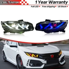 Pair LED Headlights Assembly for Honda Civic 2016-2021 Sequential Front Lamps