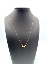 14K Gold Bead Station Necklace 16  Dainty Chain Minimalist Yellow Gold 0.71g