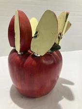 Vintage Ceramic Apple Cheese Knife Set - 6 Stainless Knives