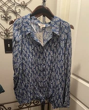 Gigio Women's Blue Button Down Shirt- XL — NWT