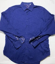 Robert Graham Mens Medium Long Sleeve Shirt Blue Geometric Patterned Luxury