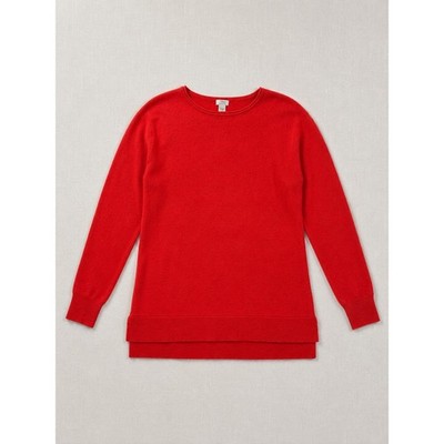 Halogen Womens Red Cashmere Wool Blend Crew Neck High Low Sweater Small