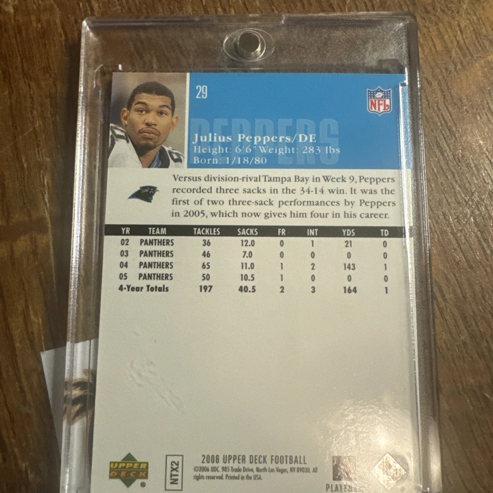 2006 Upper Deck - #29 Julius Peppers - Image 2 of 4